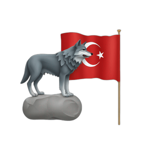 turkish flag with a wolf